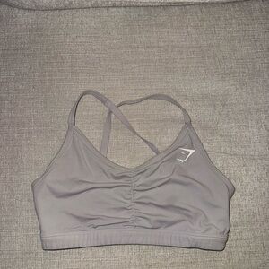 Gymshark Light Gray Crossback Ruched Sports Bralette